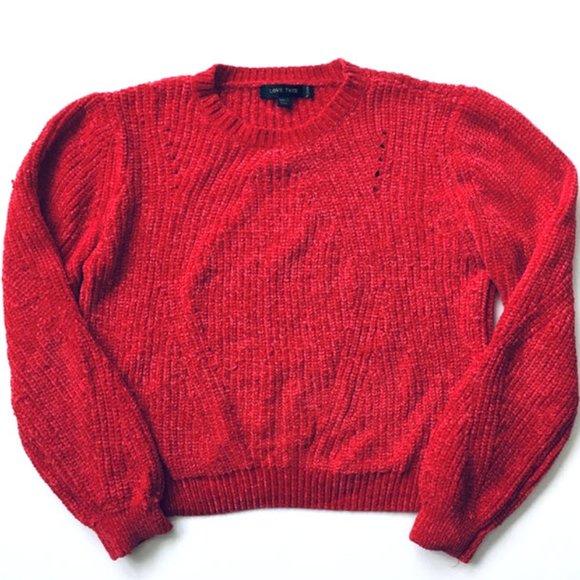 Love Tree Red Chenille Sweater - Picture 1 of 7